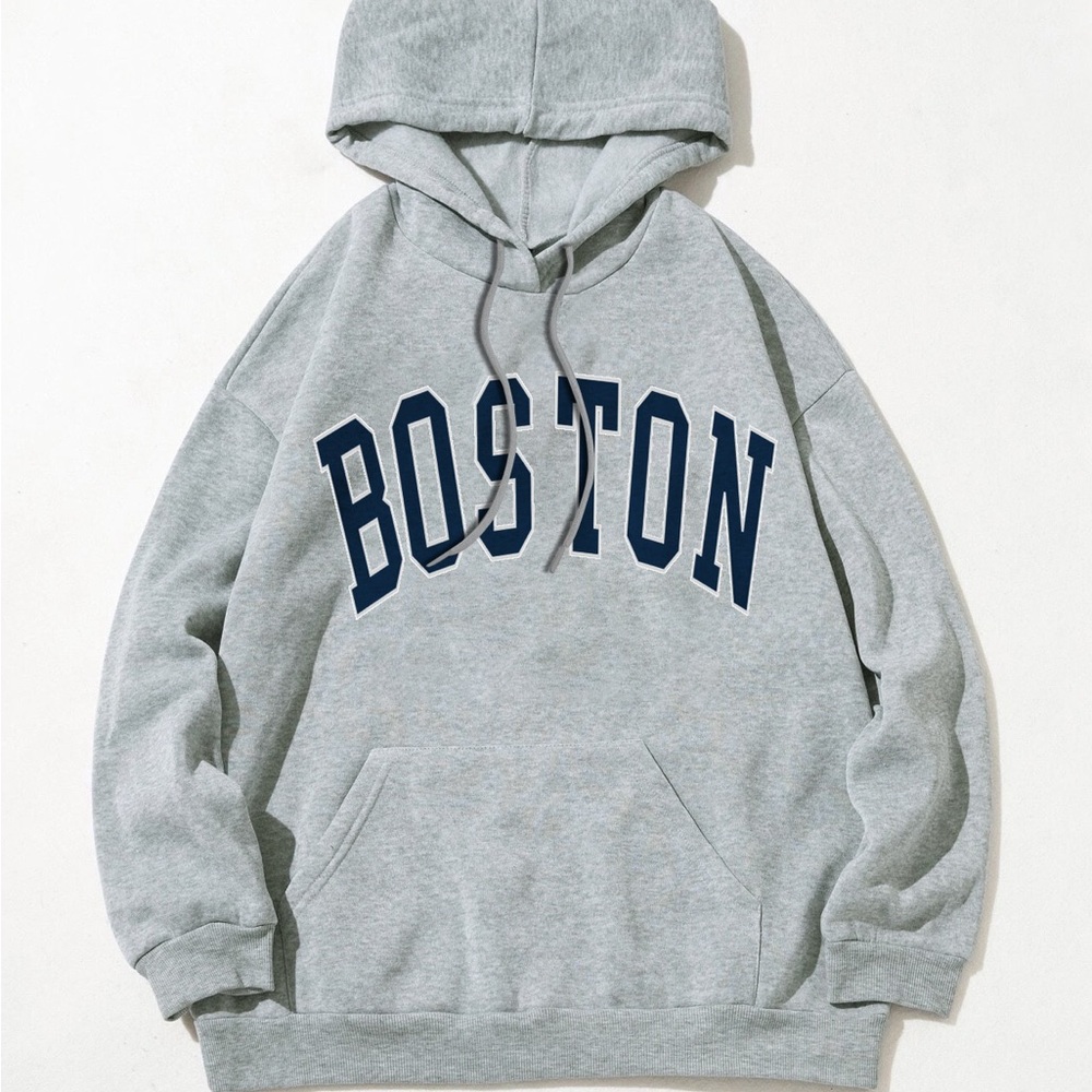 SHEIN Gray Collegiate Hoodie Sweatshirt